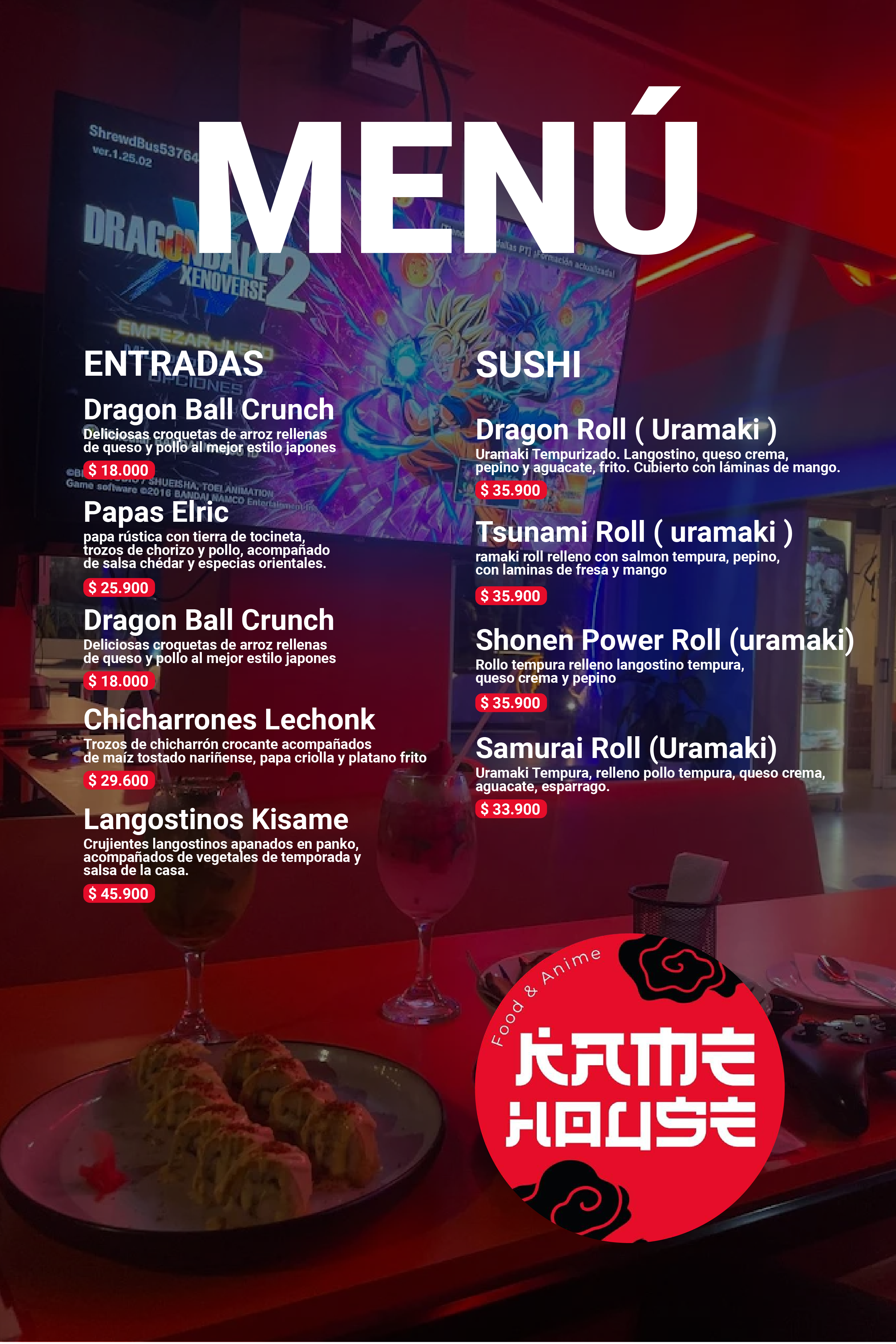 Menú 1 de Restaurante Kame House Pasto